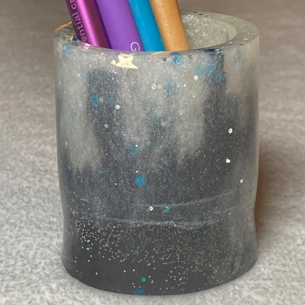 Small Resin Jar/ Pencil, Makeup Brush Holder